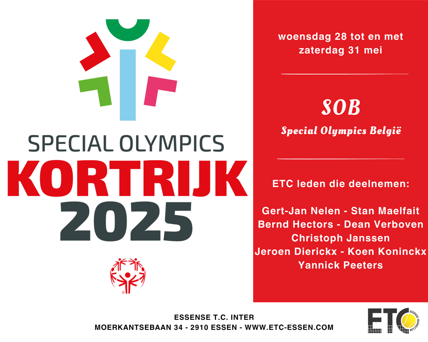 Essense T.C. Inter deelnemers Special Olympics